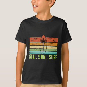 Sonne Meer Surfen Retro Strand Surfbrett 70er Jahr T-Shirt