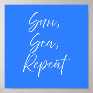Sonne Meer Wiederholung Blau Poster Preppy Coast