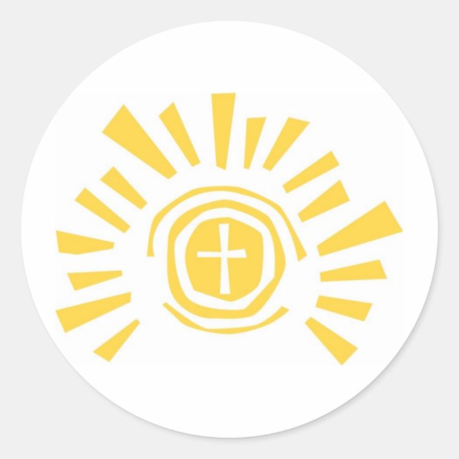 Sonne mit Cross Cut Out Runder Aufkleber (Vorderseite)