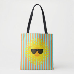 Sonne mit dunkler Sonnenbrille auf Aqua & Orange S Tasche