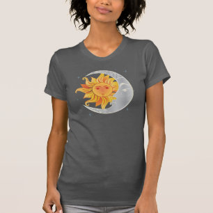 Sonne mit Mond-Grafikdesign T-Shirt. T-Shirt