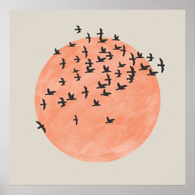 Sonne mit Vogelschloss Poster (Vorne)