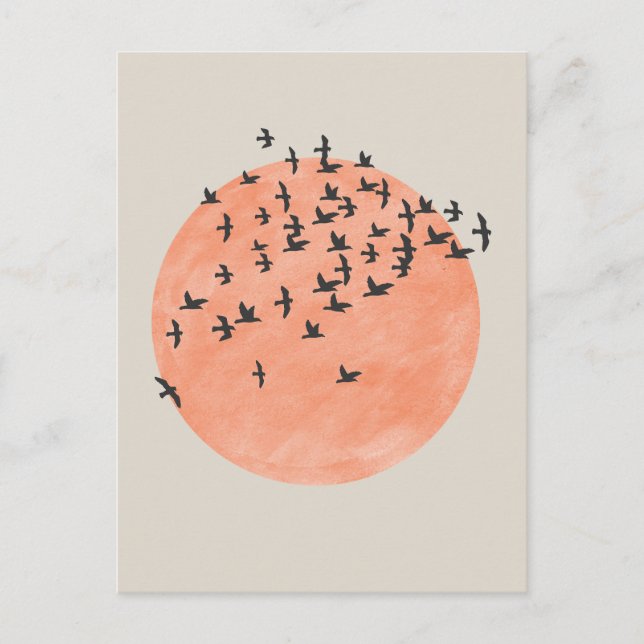 Sonne mit Vogelschloss Postkarte (Vorderseite)