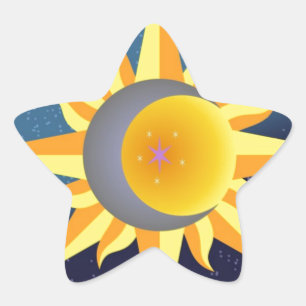 SONNE-MOND HAT DIE ABSTRAKTE FUSION IN DER  Stern-Aufkleber