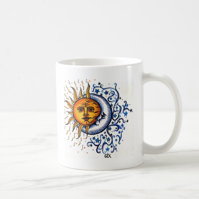 SONNE-MOND-KUNST-ENTWURF KAFFEETASSE (Rechts)