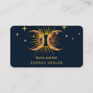 Sonne Mond Mystischer Halbmond Reiki Heiler Visitenkarte