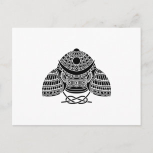 Sonne Mond Samurai-Helm Postkarte