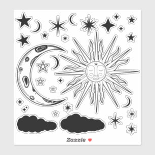 Sonne Mond & Sterne Astrologie Esoterik Magie Aufkleber