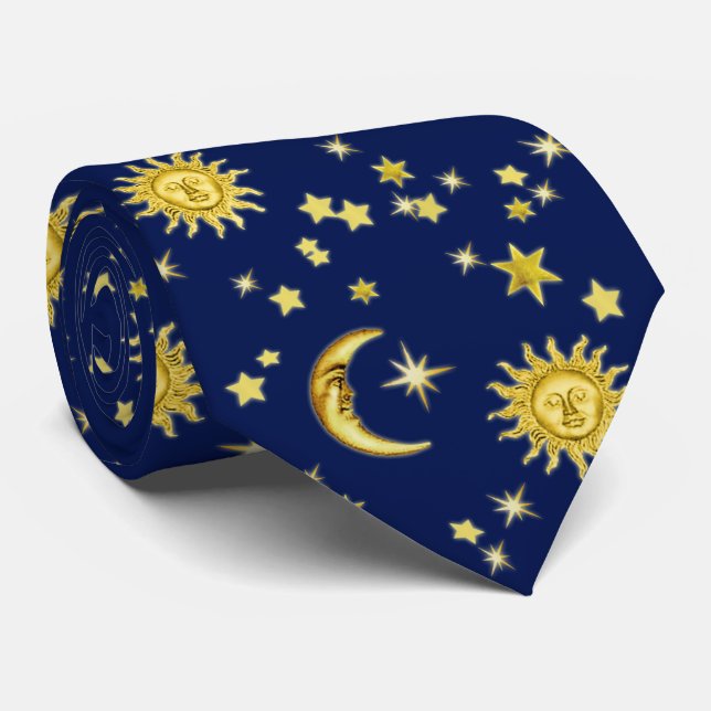 Sonne, Mond & Sterne Krawatte (Gerollt)