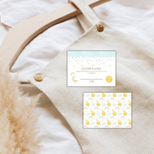 Sonne Mond Sterne Regentropfen Windel Raffle Baby Begleitkarte