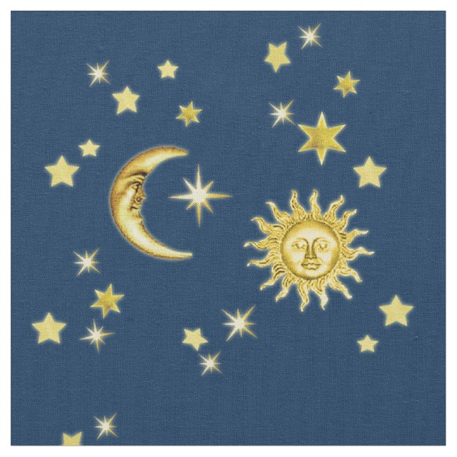 Sonne, Mond und Sterne Stoff (Nahaufnahme)
