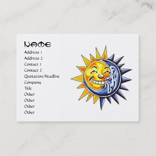 Sonne-Mondgesicht des coolen Visitenkarte (Vorderseite)