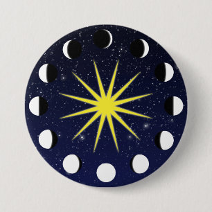Sonne, Mondphasen & Sterne Button