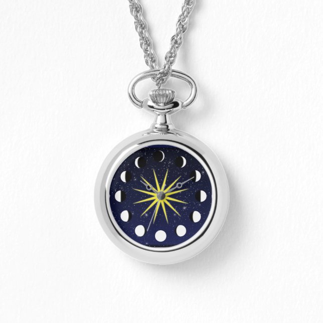 Sonne, Mondphasen und Sterne Armbanduhr (Vorderseite)