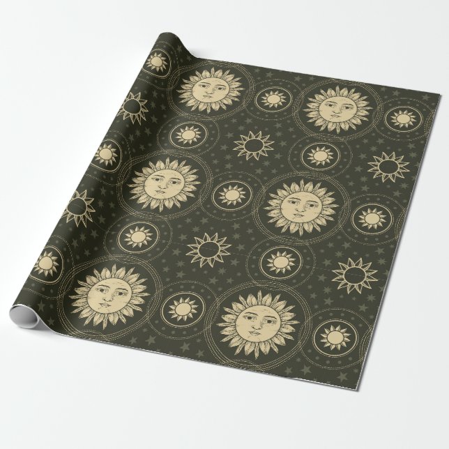 Sonne-Muster Geschenkpapier (Ungerollt)