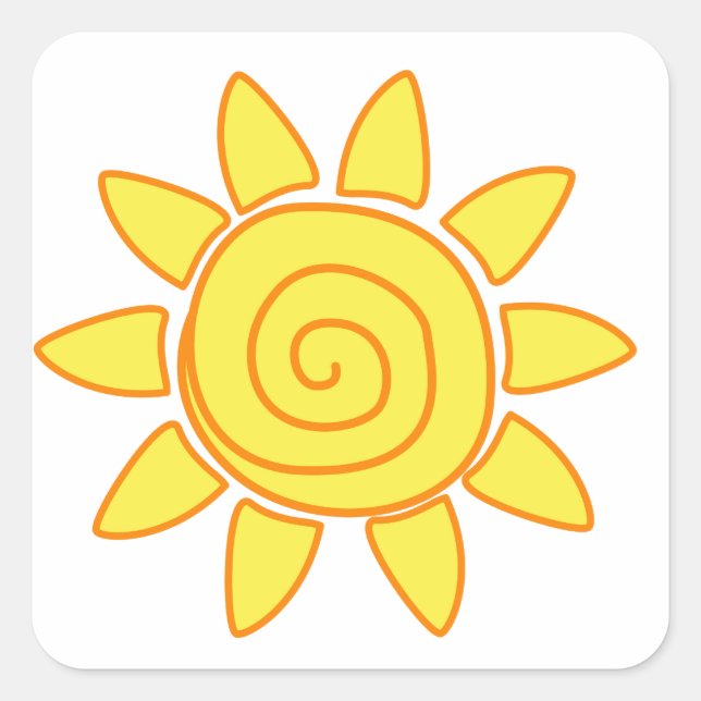 Sonne Quadratischer Aufkleber (Vorderseite)