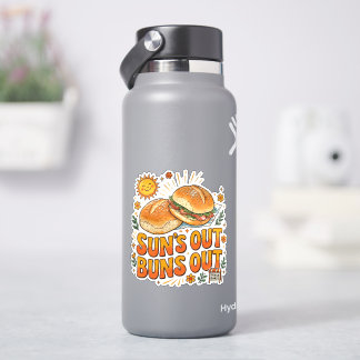 Sonne raus, Brötchen raus Fröhliches Retro-Sommerd Aufkleber