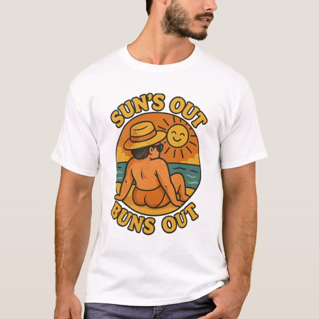 Sonne raus, Po raus Lustiges Sommer Strand Shirt (Vorderseite)