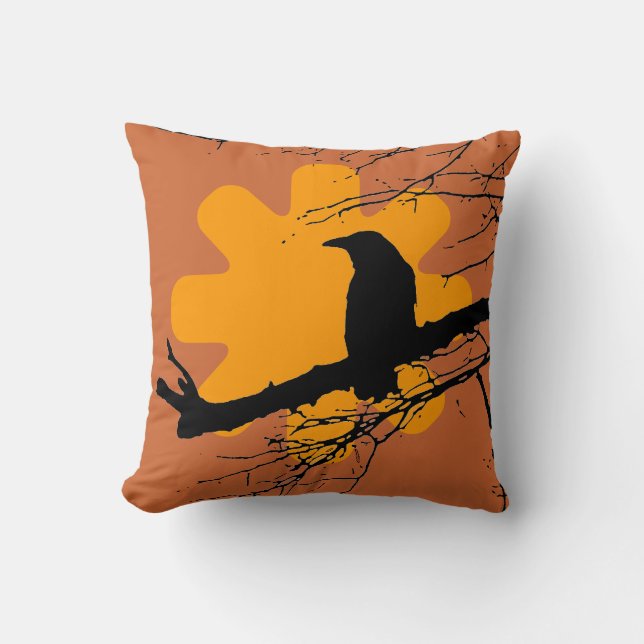 Sonne, roh, orange, schwarz kissen (Vorderseite)