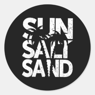 Sonne Salz Sand Palme Baum Hawaii Strand Sommer Ur Runder Aufkleber