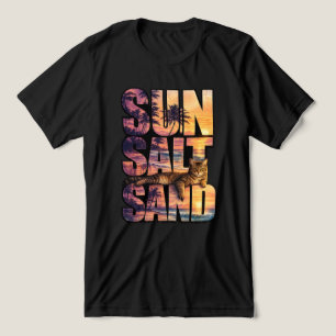 Sonne Salz Sand Strand Katze Sonnenuntergang Männe Tri-Blend Shirt