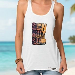 Sonne Salz Sand Strand Katze Sonnenuntergang Parad Tank Top