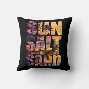 Sonne Salz Sand Strand Katze Sonnenuntergang Schwa Kissen