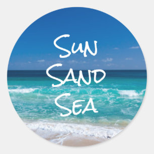 Sonne Sand Meer Tropischer Strand Türkiswasser Runder Aufkleber