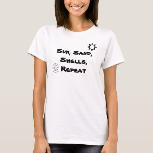 Sonne, Sand, Muscheln, Wiederholung Damen Muscheln T-Shirt