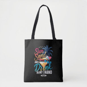 Sonne Sand und ein Drink in meiner Hand Strandkreu Tasche