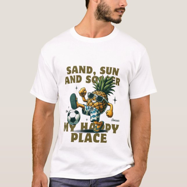 Sonne, Sand und Fußball T-Shirt (Vorderseite)