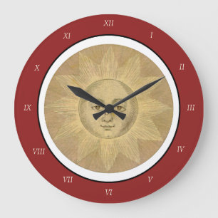 Sonne - Sonnendetail aus einer alten Karte circa 1 Große Wanduhr