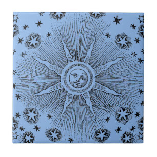Sonne Sterne Antike Nacht Himmel Mittelalterlicher Fliese