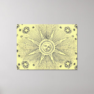 Sonne Sterne Antike Nacht Himmel Mittelalterlicher Leinwanddruck