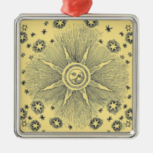 Sonne Sterne Antike Nacht Himmel Mittelalterlicher Ornament Aus Metall