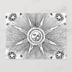 Sonne Sterne Antike Nacht Himmel Mittelalterlicher Postkarte