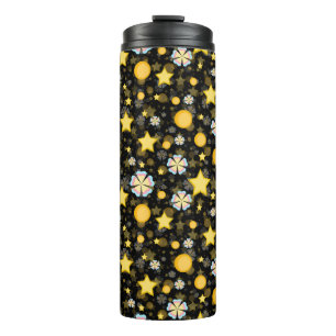 Sonne Sterne Blumen Glitter Muster Design Thermosbecher