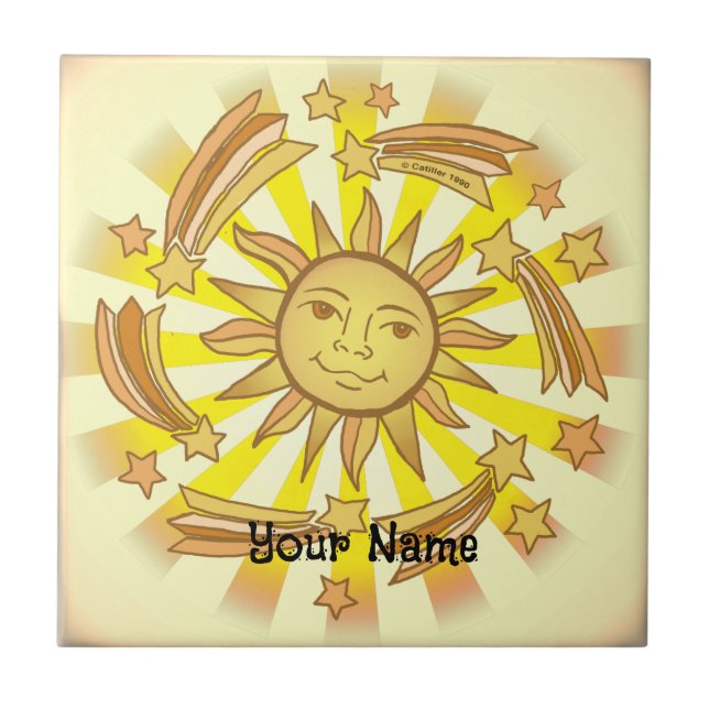 Sonne Sterne  Fliese (Vorderseite)