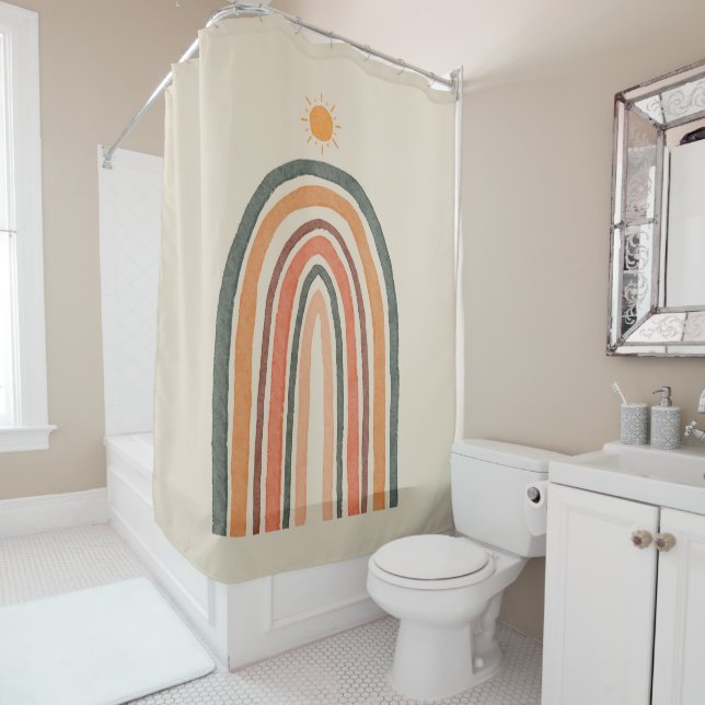 Sonne über einem Regenbogen Duschvorhang (Beispiel)