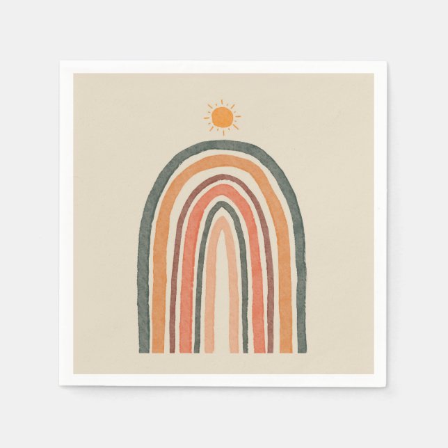 Sonne über einem Regenbogen Serviette (Vorderseite)