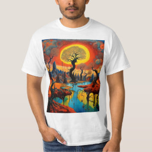 Sonne über entwöhnte Landschaft T-Shirt