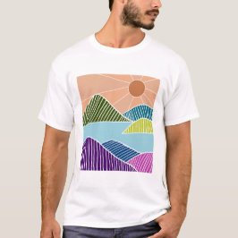 Sonne über Fluss und Berglandschaft T-Shirt