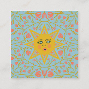 Sonne und Blumen Reben Elegante Quadratische Visitenkarte