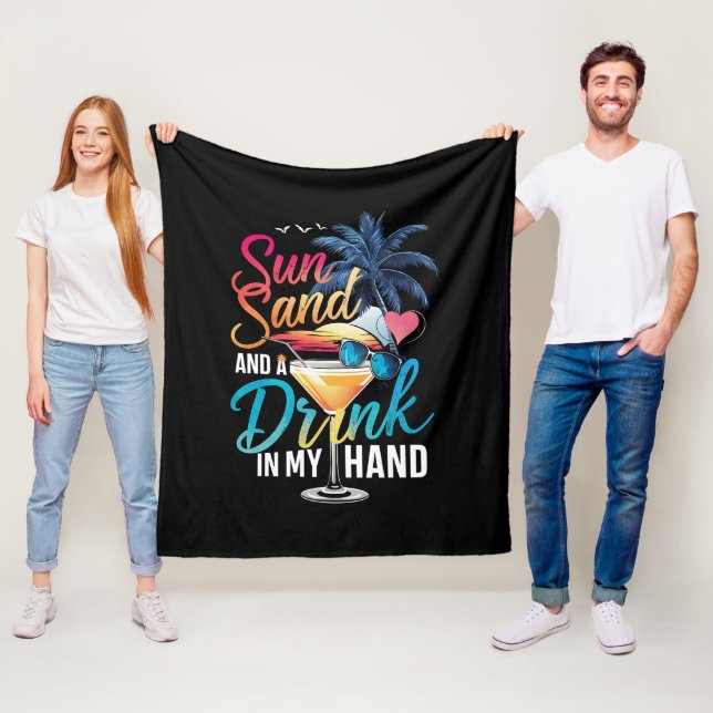 Sonne und ein Getränk in meiner Hand Beach Cruise Fleecedecke (Beispiel)