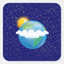 Sonne und Erde - Quadratischer Aufkleber
