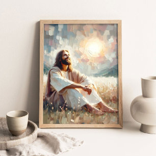 Sonne und Lächeln, Moderne Christliche Kunst, Jesu Poster