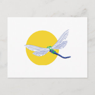 Sonne- und Libellen-Design Postkarte