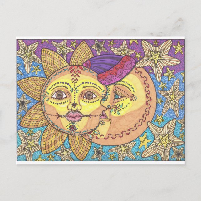 Sonne und Mond 2 Postkarte (Vorderseite)