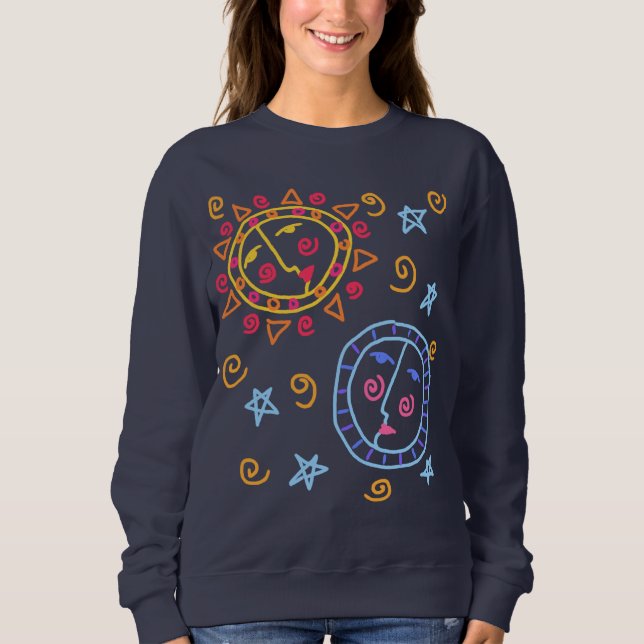 Sonne und Mond Abstrakte Kunst zu tragen Sweatshirt (Vorderseite)