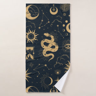 Sonne und Mond - Astronomie Hexe Badhandtuch Set